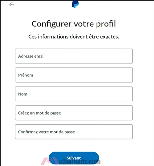 انشاء حساب PayPal في الجزائر مفعل 100% ارسال واستقبال الأموال 5 انشاء حساب باي بال في الجزائر بإضافة الإميل والاسم وكلمة السر