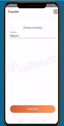 كيفية التحويل من Myfin إلى Wise 3 إرسال الأموال من بنك MyFin إلى Wise اختيار الدولة belgium